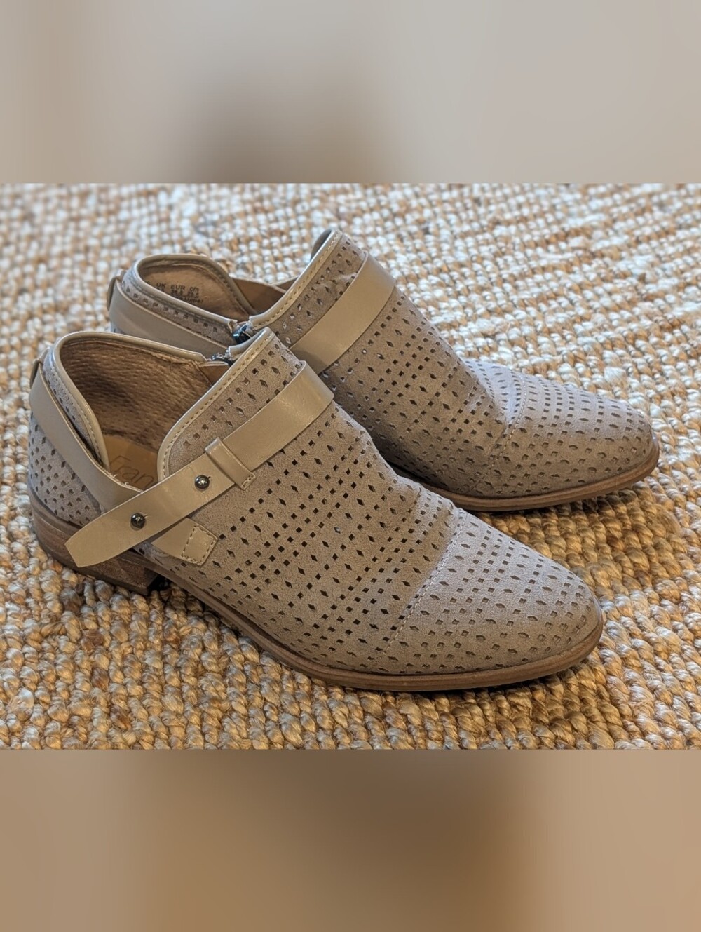 Franco Sarto Women's Perforated Ankle Boots in Taupe